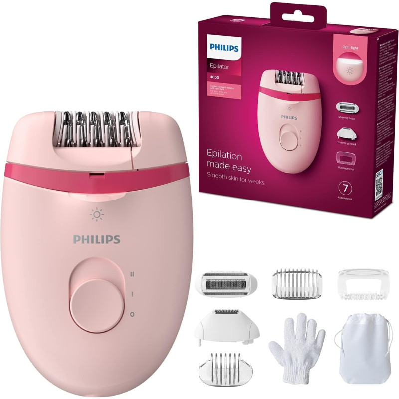 Philips Satinelle Essential Corded Epilator With 5 Attachments, BRE285/00