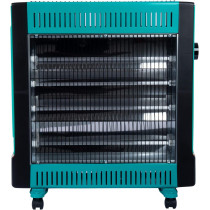 Clikon - Electric Room Heater With 2 Heat Level Settings, 4 Quartz Tubes, Adjustable Thermostat, Wide Angle Heat Rflectors, In-Built Safety Tip Over Switch, Ipx4 Circuit, Wheel Attachment - CK4205