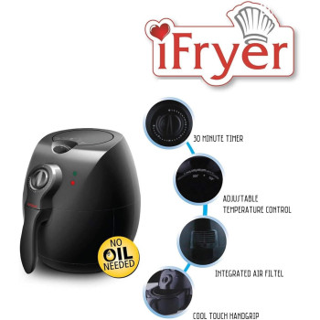 Crownline Cl-113 Air Fyrer (Oil Free Fryer) 220-240V Ac 50/60Hz, 1500W Class I, Black Colour