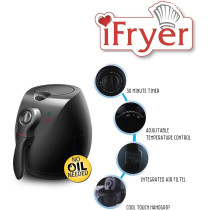 Crownline Cl-113 Air Fyrer (Oil Free Fryer) 220-240V Ac 50/60Hz, 1500W Class I, Black Colour