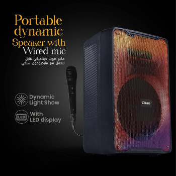Clikon Portable Rechargeable Bluetooth Speaker With Mic, 8 Inch Woofer, Led Display, Dynamic Light Show, 2400Mah Battery, Black Colour, CK857