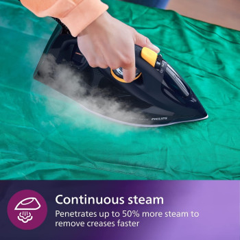 Philips 7000 Series Steam Iron – 3000W, 55G/Min Steam, 250G Steam Boost, Steamglide Elite Soleplate, Blue/Yellow (DST7060/20)