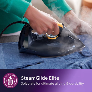Philips 7000 Series Steam Iron – 3000W, 55G/Min Steam, 250G Steam Boost, Steamglide Elite Soleplate, Blue/Yellow (DST7060/20)