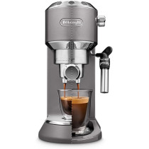 De'Longhi Dedica Metallics Coffee Machine Barista Pump Manual Espresso Maker With Milk Frother And Kit For Americano, Cappuccino, Latte, Macchiato Ec785.Gy, Silver/Black Colour