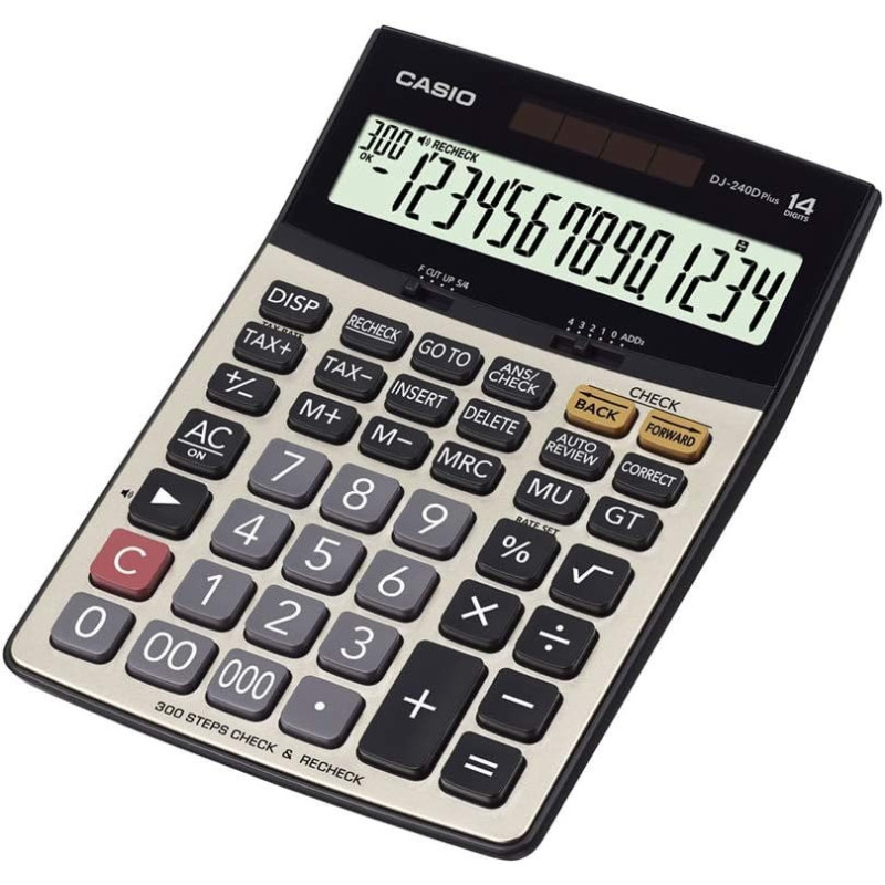 Casio Dj-240Dplus Desktop Calculator - Black/Gold