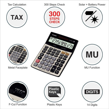 Casio Dj-240Dplus Desktop Calculator - Black/Gold