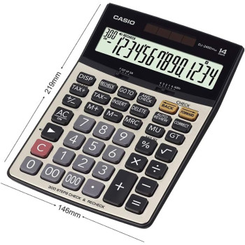 Casio Dj-240Dplus Desktop Calculator - Black/Gold
