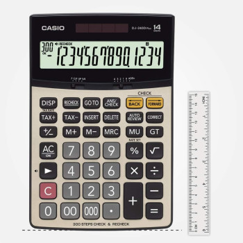 Casio Dj-240Dplus Desktop Calculator - Black/Gold
