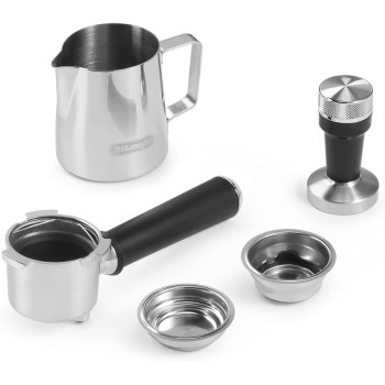 De'Longhi Dedica Metallics Coffee Machine Barista Pump Manual Espresso Maker With Milk Frother And Kit For Americano, Cappuccino, Latte, Macchiato Ec785.Gy Grey
