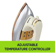 Khind Electric Dry Iron, 1200W, 2.0Kg Heavy Weight, Ceramic Coating, Automatic Thermostat Cut-Off, Suitable For All Cloth Types, EI303 Off White