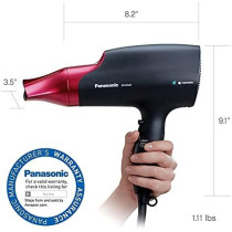 Panasonic Nanoe Hair Dryer, 1875 Watt Professional Blow Dryer For Smooth, Shiny Hair With 3 Attachments Quick Dry Nozzle, Diffuser And Concentrator Nozzle – Eh-Na65-K Black/Pink