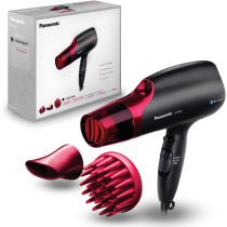 Panasonic Nanoe Hair Dryer, 1875 Watt Professional Blow Dryer For Smooth, Shiny Hair With 3 Attachments Quick Dry Nozzle, Diffuser And Concentrator Nozzle – Eh-Na65-K Black/Pink
