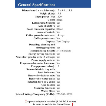 De'Longhi Fully Automatic Bean To Cup Coffee Machine Ecam25.462.B