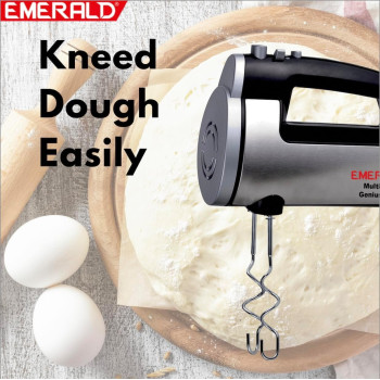 Emerald Hand Mixer 300Watts, 6 Speed, Pulse Button, Beater and Dough Hooks Included