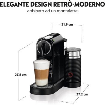 De'Longhi Nespresso Citiz En267.Wae Coffee Machine With Milk Frother,Energy-Saving Function, Black