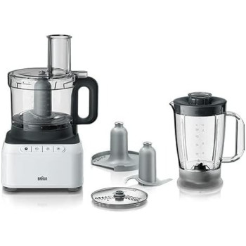 Braun FP 3131, Food Processor White , 800 Watts. Blender 1.2 L, Prep Bowl 2.1 2 Speed Button And Pulse