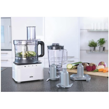 Braun FP 3131, Food Processor White , 800 Watts. Blender 1.2 L, Prep Bowl 2.1 2 Speed Button And Pulse