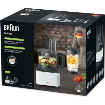 Braun FP 3131, Food Processor White , 800 Watts. Blender 1.2 L, Prep Bowl 2.1 2 Speed Button And Pulse