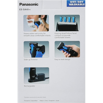 Panasonic ES-SA40K Pro Curve Wet and Dry Shaver, Black/Blue Colour, Pack Of 1