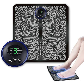 Ems Electric Feet Massager Machine With Mat Pain Relief Foot Pad, Usb Rechargeable