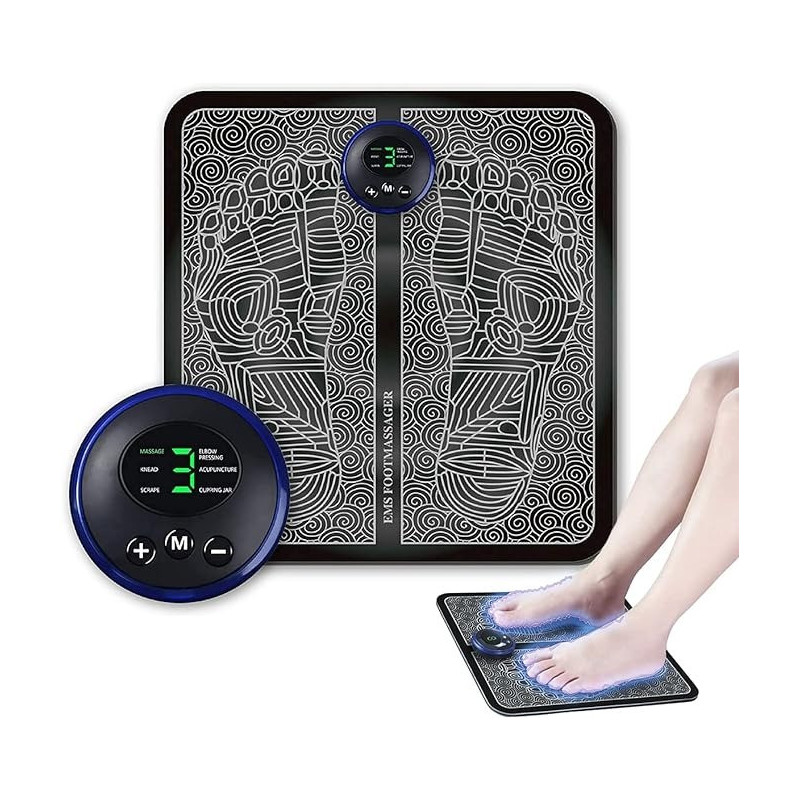 Ems Electric Feet Massager Machine With Mat Pain Relief Foot Pad, Usb Rechargeable