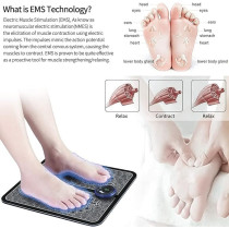 Ems Electric Feet Massager Machine With Mat Pain Relief Foot Pad, Usb Rechargeable