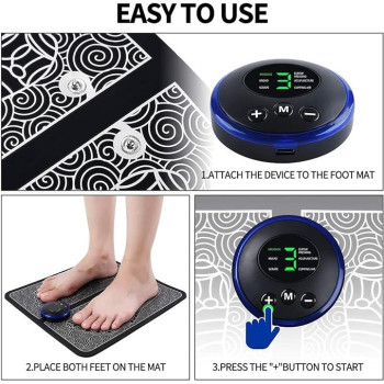 Ems Electric Feet Massager Machine With Mat Pain Relief Foot Pad, Usb Rechargeable