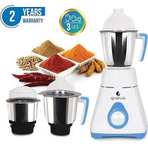 Gratus 800Watts Mixer Grinder With 3 Strong Steel Jars, Powerful Copper Motor, Overload Protection, 8003Ti (800 Watts - 3 Jar)