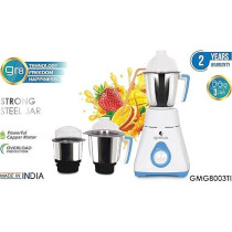 Gratus 800Watts Mixer Grinder With 3 Strong Steel Jars, Powerful Copper Motor, Overload Protection, 8003Ti (800 Watts - 3 Jar)