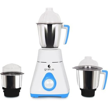 Gratus 800Watts Mixer Grinder With 3 Strong Steel Jars, Powerful Copper Motor, Overload Protection, 8003Ti (800 Watts - 3 Jar)