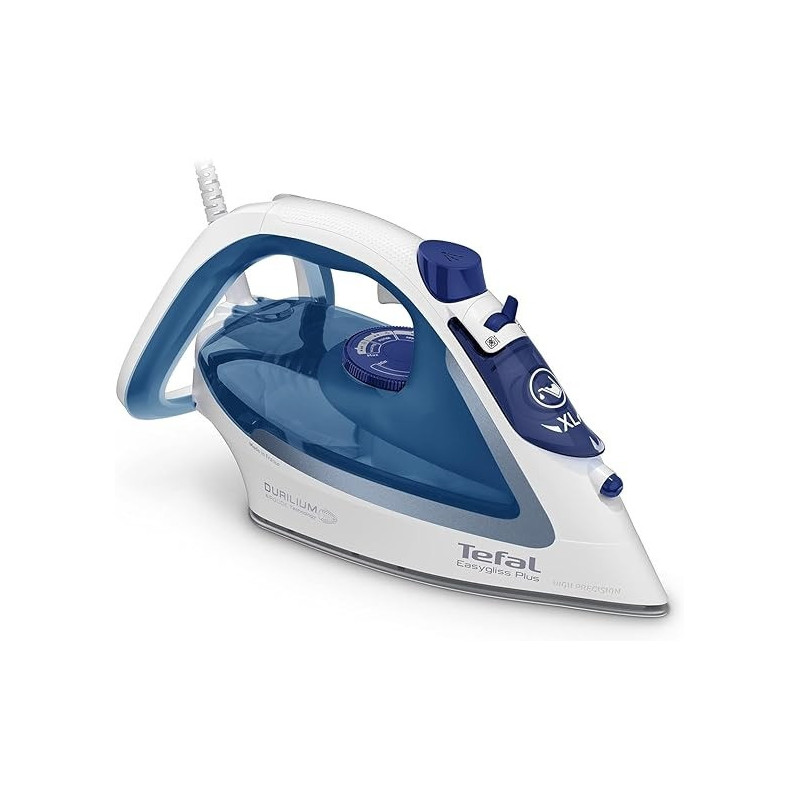 Tefal Easygliss Plus Steam Iron, 2700 Watt, Aqua Blue/White - FV5751E2