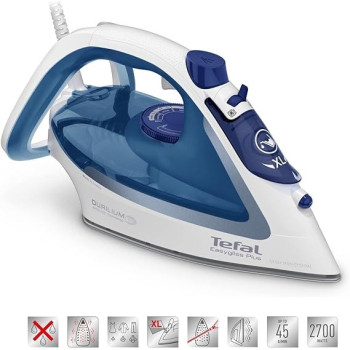Tefal Easygliss Plus Steam Iron, 2700 Watt, Aqua Blue/White - FV5751E2
