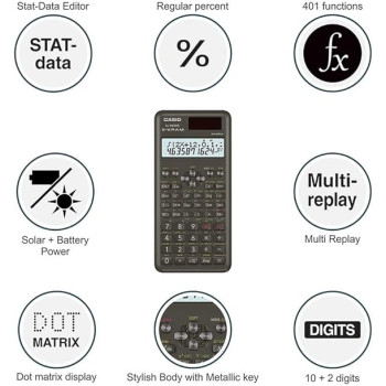 Casio Fx-991Ms 2nd Gen Non-Programmable Scientific Calculator, 401 Functions And 2-Line Display