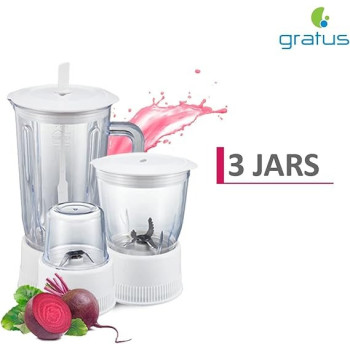Gratus 400 Watts Food Processor Blender/Juicer, 3-Speed Control With Safety Arm, Stainless Steel Housing, Removable Residue, Model- GFP4001FEC