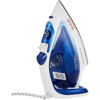 Tefal Easygliss Durilium Airglide Soleplate Steam Iron, 2400 Watts, Blue/White,Fv5715M0 