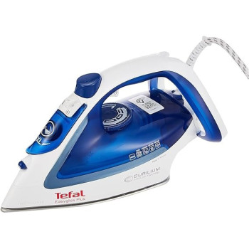 Tefal Easygliss Durilium Airglide Soleplate Steam Iron, 2400 Watts, Blue/White,Fv5715M0 