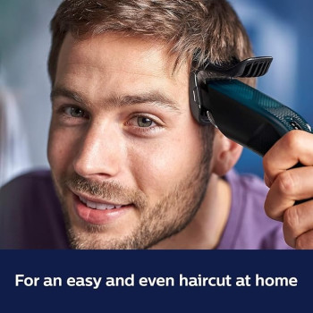 Philips Hair Clipper (Corded) With 13 Length Settings, 41 Mm Wide Cutter, Stainless Steel Blades And Trim-N-Flow Technology, Blue Colour