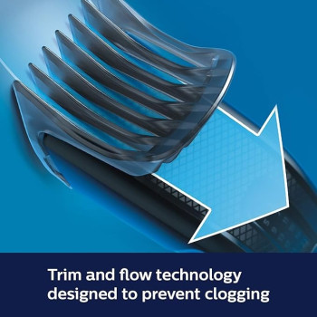Philips Hair Clipper (Corded) With 13 Length Settings, 41 Mm Wide Cutter, Stainless Steel Blades And Trim-N-Flow Technology, Blue Colour