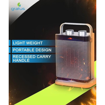 Gratus Ptc Fan Heater Electric 1800W Silver Model GPFH1802TC