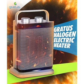 Gratus Electric Ptc Fan Heater With 2 Heat Settings 1000/1800W, Safety Cut Off, Ptc Ceramic, Thermostat Control, Model- GPFH1802TC