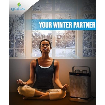 Gratus Electric Ptc Fan Heater With 2 Heat Settings 1000/1800W, Safety Cut Off, Ptc Ceramic, Thermostat Control, Model- GPFH1802TC