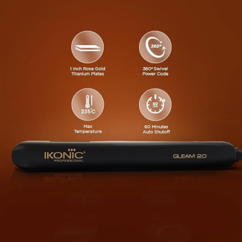 Ikonic Gleam Hair Straightener, Black/Golden Color
