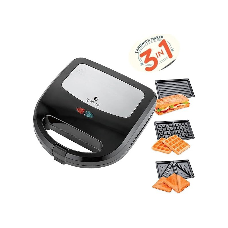 Gratus 3 In 1-750W Sandwich Maker (Sandwich, Grill, And Waffle Maker), Model- GSM750UC