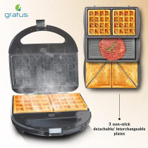 Gratus 3 In 1-750W Sandwich Maker (Sandwich, Grill, And Waffle Maker), Model- GSM750UC