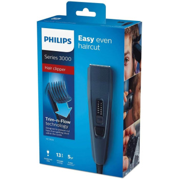 Philips Hair Clipper Series 3000 Corded Hair Clipper With 13 Length Settings And Stainless Steel Blades, HC3505/15