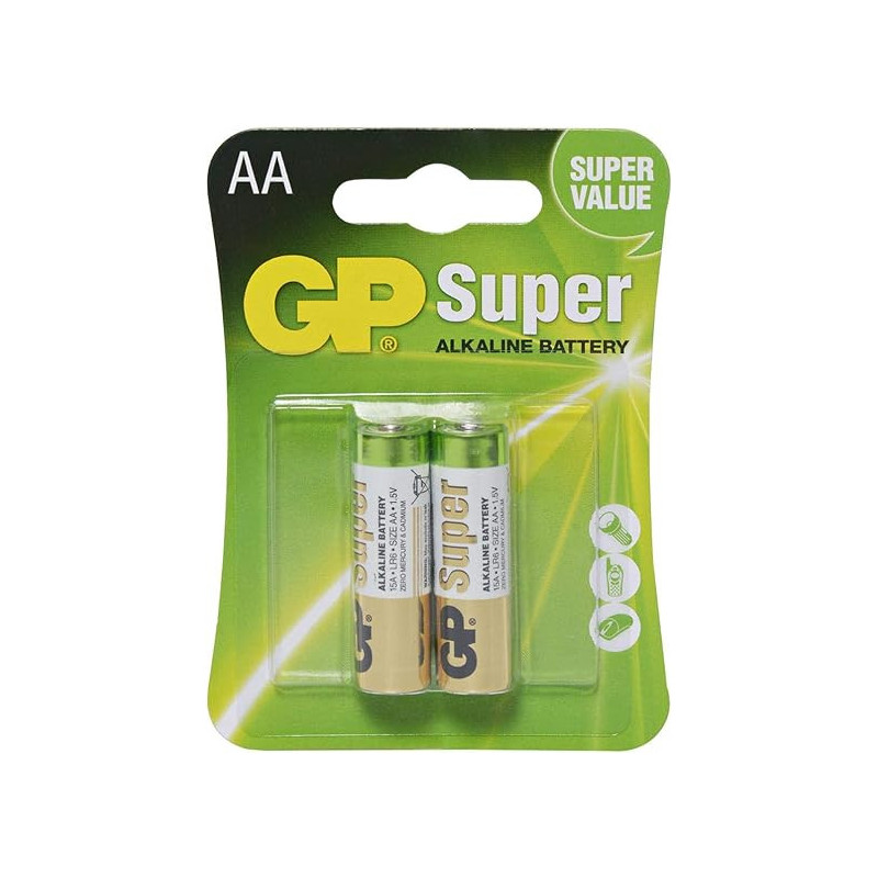 Gp AA Alkaline Batteries - 2 Pack