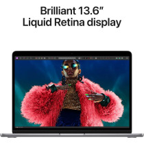 Apple 13-inch MacBook Air M3 chip with 8-core CPU and 8-core GPU, 8GB RAM, 256 GB SSD, Space Grey English MRXN3 1 Year Warranty