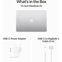 Apple Macbook Air 15 inch, M3 chip with 8-core CPU and 10-core GPU, 8GB RAM, 256 GB SSD, Silver, English MRYP3 1 Year Warranty