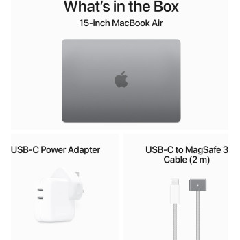 Apple Macbook Air 15 inch, M3 chip with 8-core CPU and 10-core GPU, 8GB RAM, 512 GB SSD, Space Grey, English MRYN3 1 Year Warranty