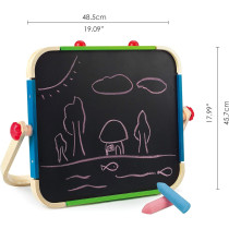 Hape Early Explorer Anywhere Table Top Art Studio, Award Winning Double-Sided Wooden Kids Easel Whiteboard/Chalkboard With 2 Chalk Pieces, Eraser And Magnetic Wood Clamp For Paper